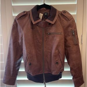 Bird by Juicy Couture Riley Vintage Leather Bomber Jacket (M)
